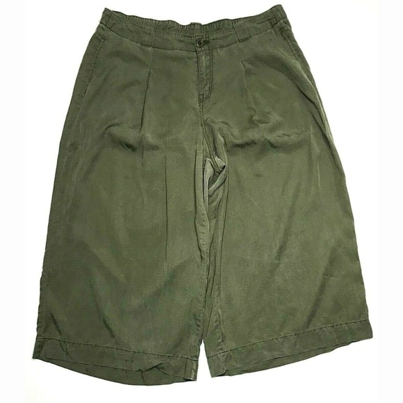 Lane Bryant Olive Pleated Wide Leg Crop Pant 38x22 - Picture 2 of 8